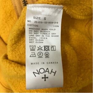 NOAH ノア ロゴ ジップ フーディー 23-070-122-0039-3-0 イエロー 黄色 