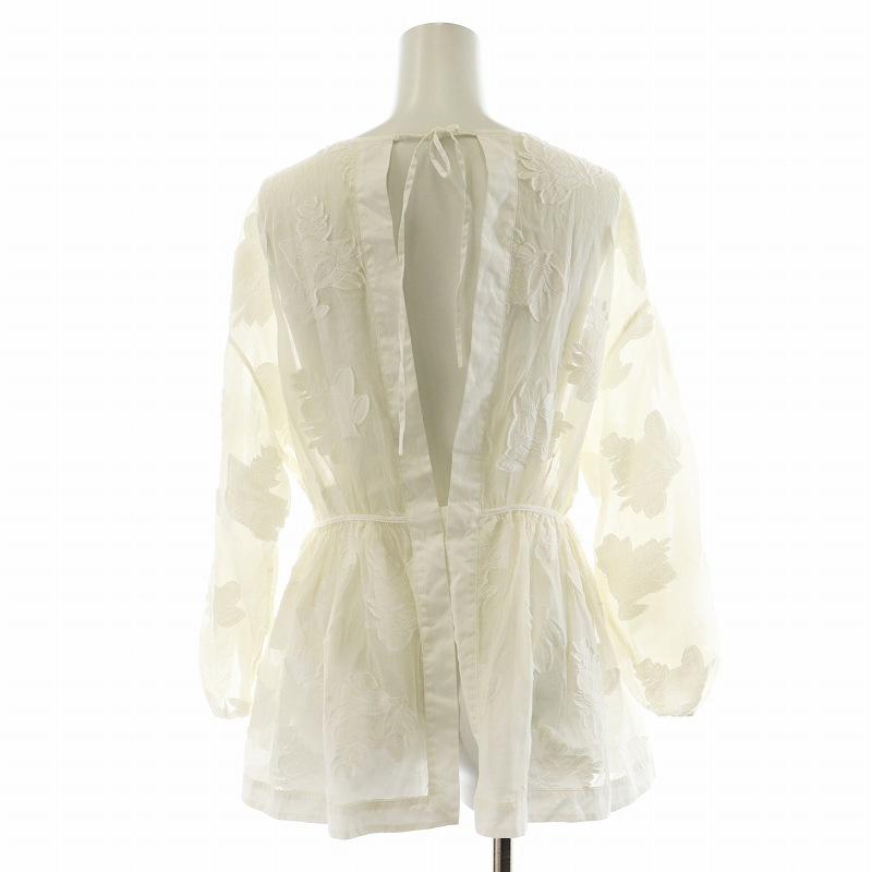 ドゥロワー Drawer ジャカードウェストギャザーブラウス シャツ 7分袖