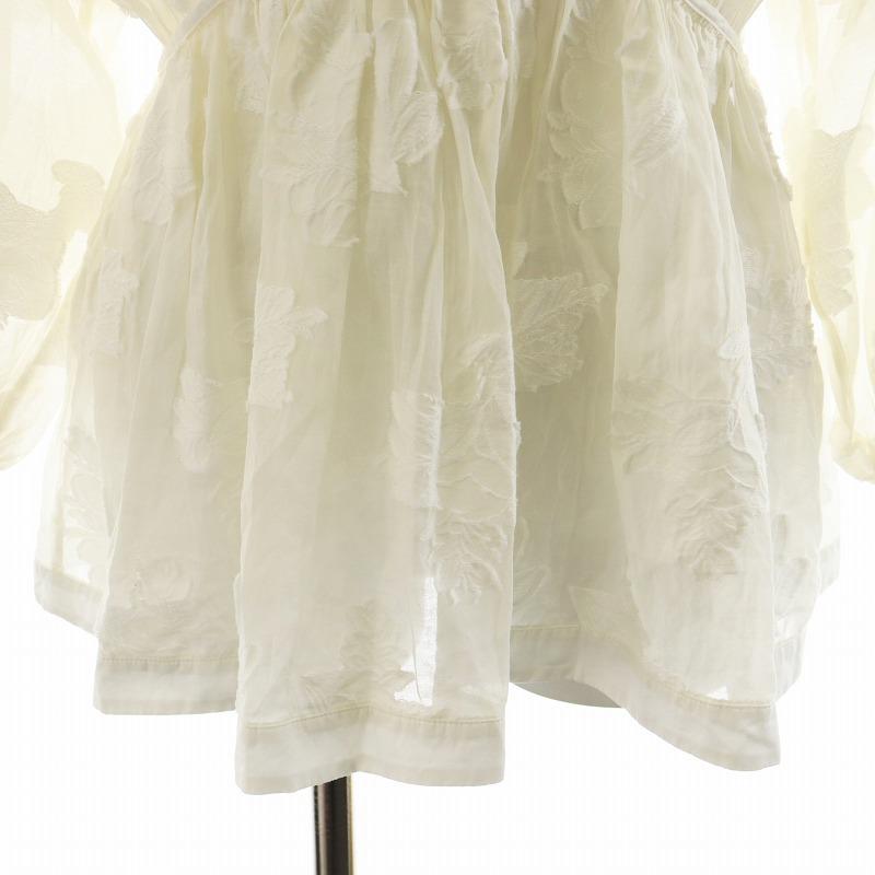 ドゥロワー Drawer ジャカードウェストギャザーブラウス シャツ 7分袖