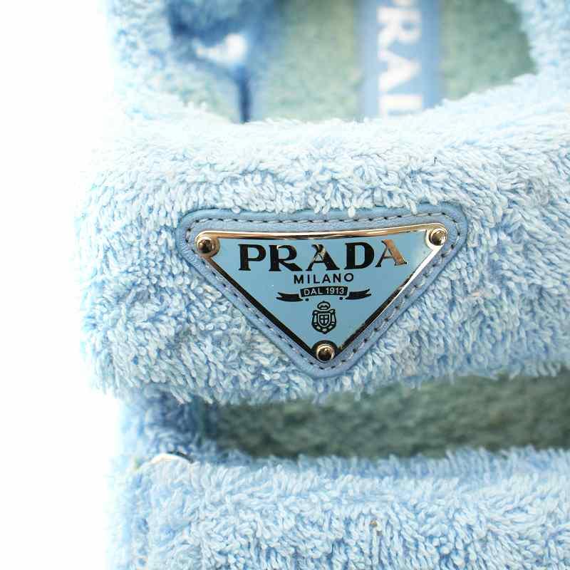 PRADA テリークロス タオル地 サンダル PRADA プラダ テリークロス トライアングル プレート サンダル