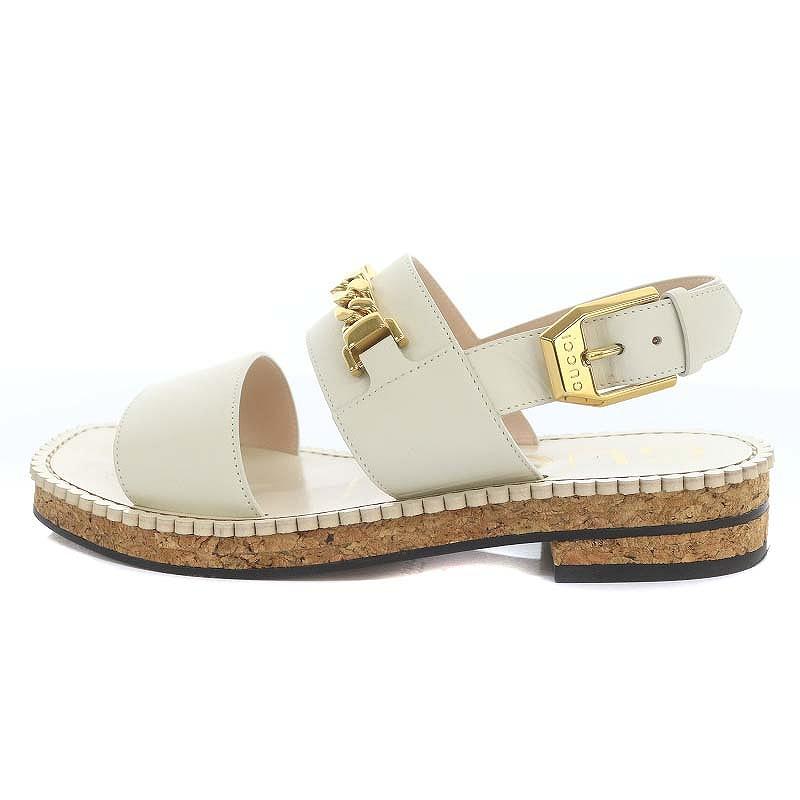 GUCCI（グッチ） チェーン装飾ストラップサンダル スクエアトゥ 