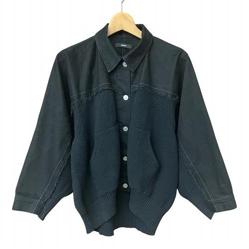 【極美品】DIESEL ニットカーディガン デニムドッキングジャケット セール】デニム ドッキング ニット カーディガン ジャケット（デニム