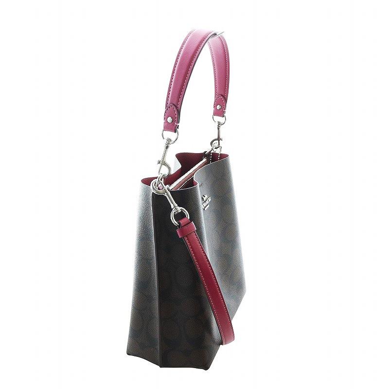 コーチ ハンドバッグ レザー PVC モリー バケット シグネチャー ブラウン系 COACH コーチ モリー バケット バッグ 22 シグネチャー