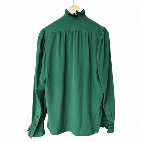 【中古】ステラマッカートニー STELLA McCARTNEY シルク フリル ブラウス シャツ 長袖 緑 グリーン 38 M位 ■GY41 ステラマッカートニー STELLA McCARTNEY シルク フリル ブラウス