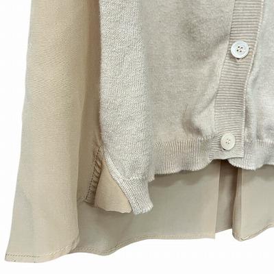 MARNI（マルニ） シルク混 ブラウス切替 カーディガン 丸襟 ピンク 38