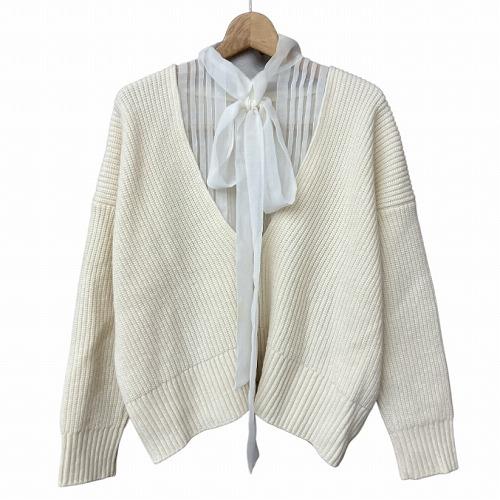 サカイ sacai 20AW ボウタイ ドッキング ニット セーター クリーム