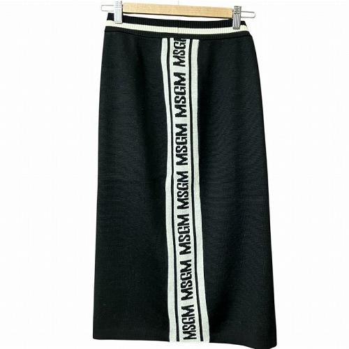 【中古】エムエスジーエム MSGM サイドライン ニット スカート 黒 白 ブラック ホワイト S ■GY41 レディース エムエスジーエム MSGM サイドライン ニット スカート 黒 白 ブラック