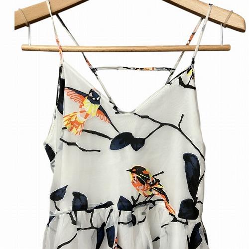 エムエスジーエム MSGM チュール ワンピース キャミワンピ 鳥 白
