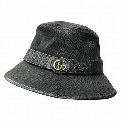 【美品】GUCCI バケットハットGG ブラック　XL 楽天市場】GUCCI グッチ ダブルG付き GGキャンバスバケット