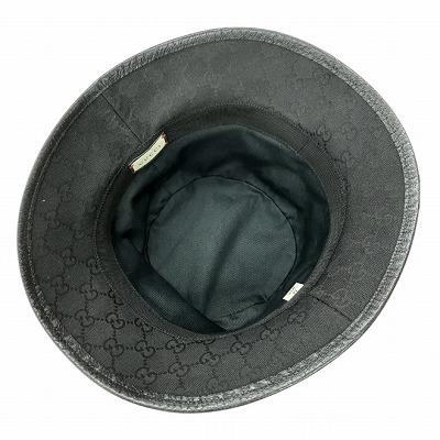 GUCCI モノグラムキャンバス　ハット GUCCI グッチ GG キャンバス バケットハット 黒 ブラック M