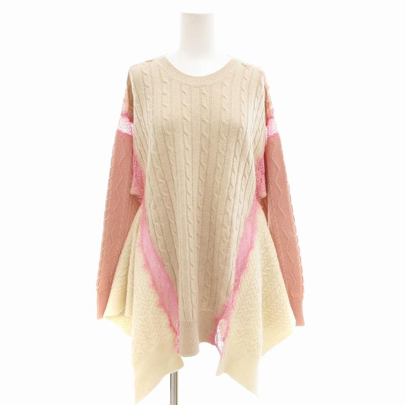 【中古】ステラマッカートニー STELLA McCARTNEY 21SS ドッキングニット セーター レース ケーブル 長袖 38 S ステラマッカートニー STELLA McCARTNEY 21SS ドッキングニット