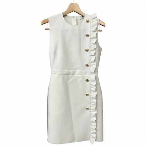 【中古】未使用品 エムエスジーエム MSGM フリル ノースリーブ ワンピース 白 ホワイト 40 541MDA03 184616 ■GY41 未使用品 エムエスジーエム MSGM フリル ノースリーブ ワンピース 白