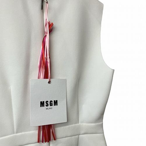 未使用品 エムエスジーエム MSGM フリル ノースリーブ ワンピース 白