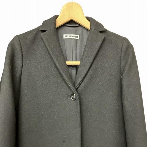 ジルサンダー JIL SANDER ウール チェスターコート 比翼 黒 ブラック 