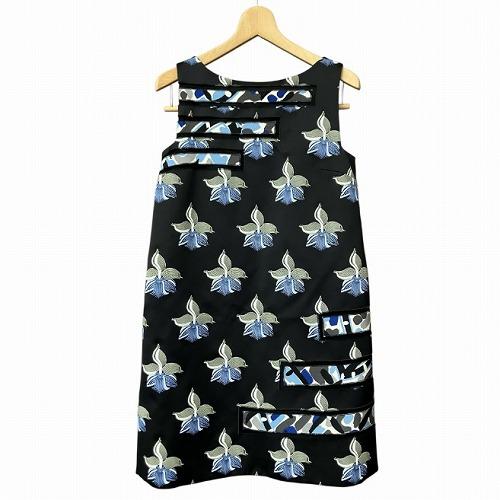 【中古】フェンディ FENDI 総柄 キャミ ワンピース 黒 青 緑 ブラック 40 L位 ■GY41 レディース FENDI（フェンディ） 総柄 キャミ ワンピース 黒 青 緑 ブラック 40 L
