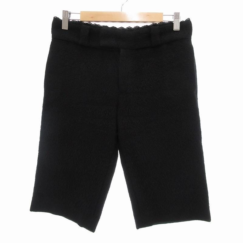 kaon ハーフパンツ ベビーアルパカ シャギー S 黒 /UO □GY41 