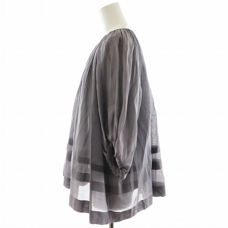 ドゥロワー ブラウス 36 ドゥロワー Drawer ギャザータックブラウス シャツ 7分袖 36 S グレー