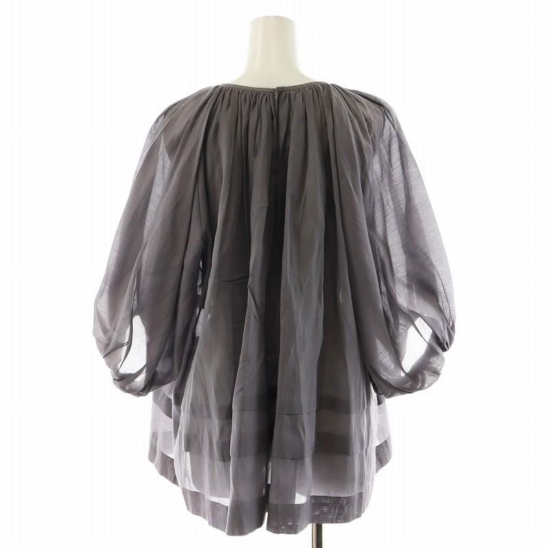 ドゥロワー Drawer ギャザータックブラウス シャツ 7分袖 36 S グレー