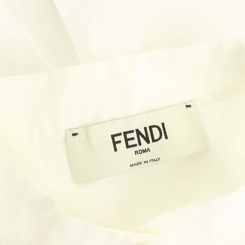 FENDI（フェンディ） FENDI 22年 ホワイトポプリン ロゴ刺繍 シャツ