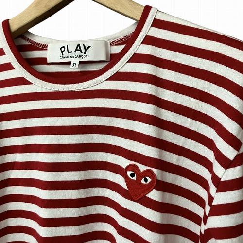 コムデギャルソン プレイ 新品 正規品 Mサイズ heart RED ボーダーT プレイコムデギャルソン PLAY COMME des GARCONS ハートワッペン