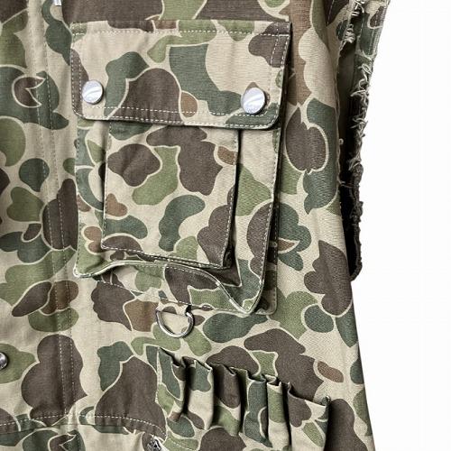 【中古】未使用品 セリーヌ CELINE 22SS ミリタリーカーゴベスト 迷彩 カモフラージュ 52 XL 2W565060O ☆AA★ メンズ CELINE（セリーヌ） 未使用品 CELINE 22SS ミリタリーカーゴベスト