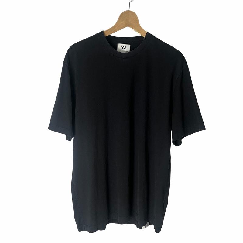 【中古】ワイスリー Y-3 M 3 STP SS TEE バック 3ストライプ Tシャツ 半袖 カットソー ラバーワッペン  L 黒 H16334 ワイスリー Y-3 M 3 STP SS TEE バック 3ストライプ Tシャツ 半袖