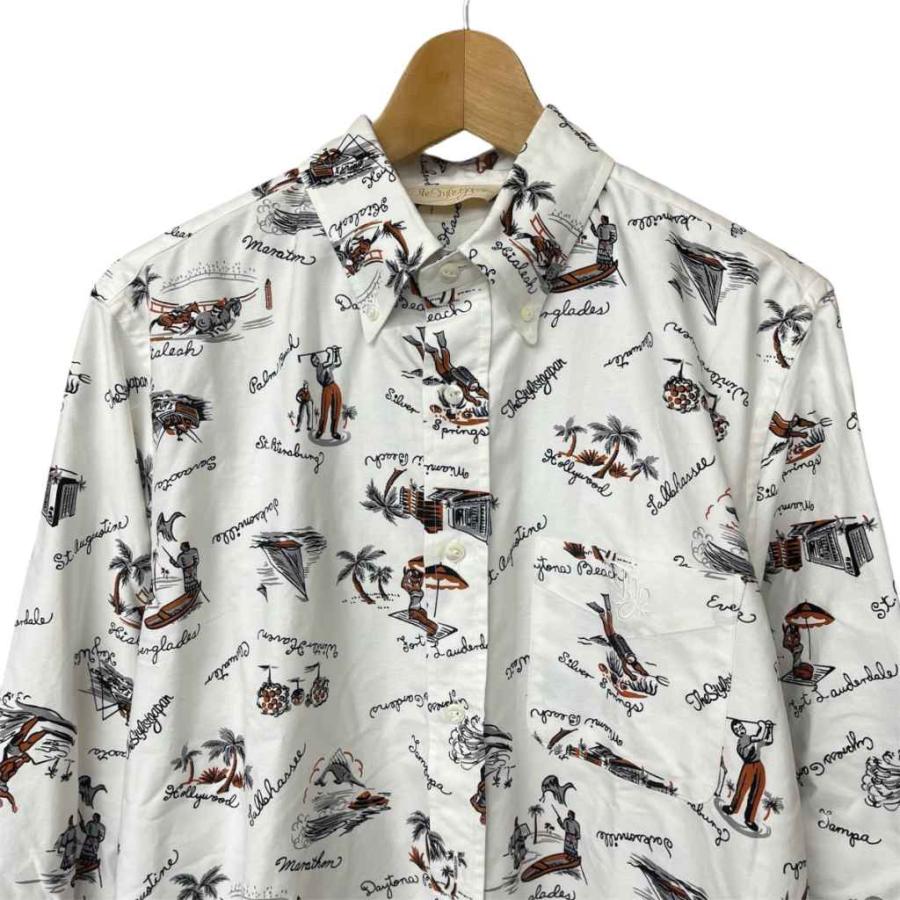 【中古】THE STYLIST JAPAN 総柄 BDシャツ 長袖 カジュアルシャツ ボタンダウン L 白 ホワイト TSJS-03001 THE STYLIST JAPAN 総柄 BDシャツ 長袖 カジュアルシャツ ボタンダウン