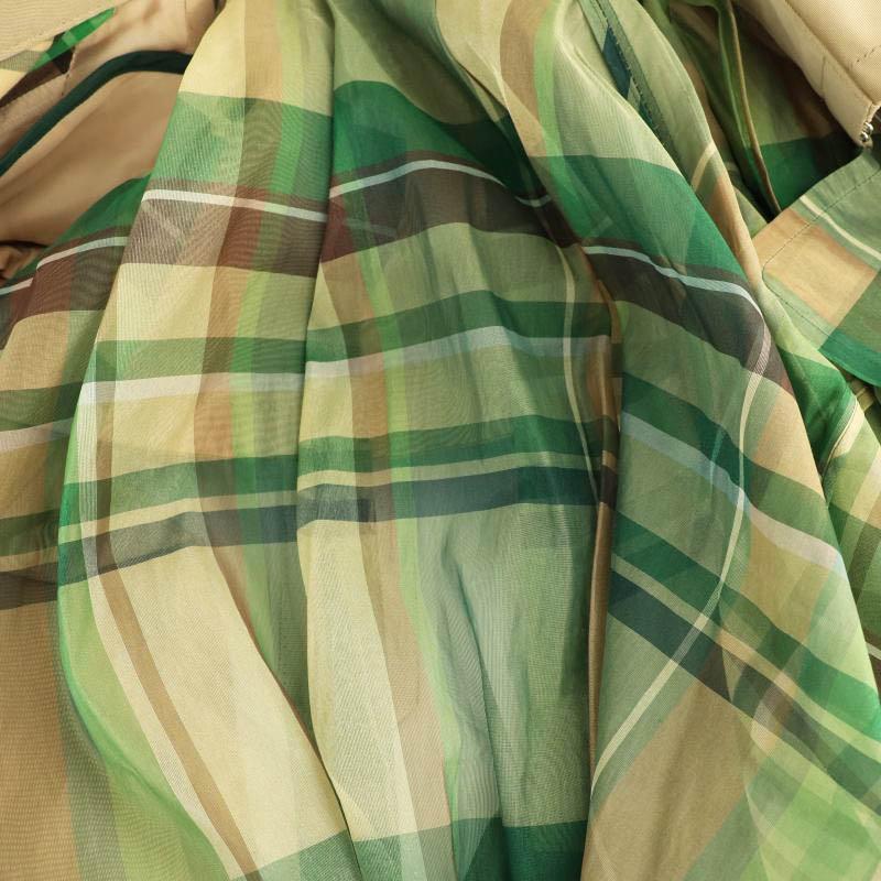 【中古】サカイ sacai チェック柄トレンチコート アシンメトリー ベルト付き 1 グリーン ベージュ ブラウン 19-04446 サカイ sacai チェック柄トレンチコート アシンメトリー ベルト付き 1