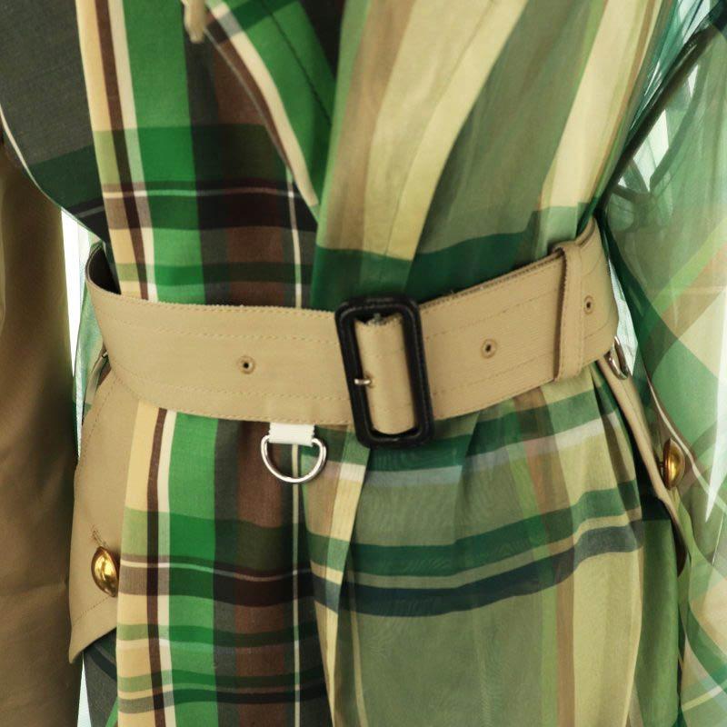 サカイ sacai チェック柄トレンチコート アシンメトリー ベルト付き 1