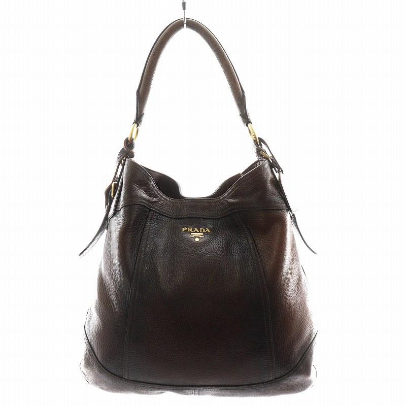 PRADA プラダ ワンショルダーバッグ ロゴ レザー 茶 ブラウン BR3612 