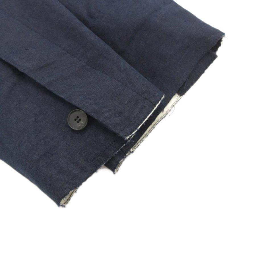 【中古】エトレトウキョウ ETRE TOKYO ボンディングノーカラージャケット 麻 リネン M 紺 ネイビー /JS レディース エトレトウキョウ ETRE TOKYO ボンディングノーカラージャケット 麻