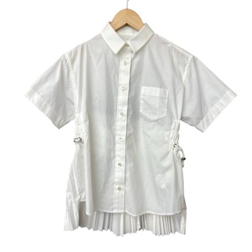 【中古】サカイ sacai カットアウト プリーツ シャツ ブラウス 半袖 18-03988 1 白 ホワイト レディース サカイ sacai カットアウト プリーツ シャツ ブラウス 半袖 18-03988 1