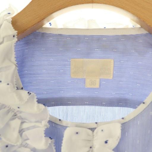 ドゥロワー Drawer コットンドビードットフリルシャツ ブラウス 長袖