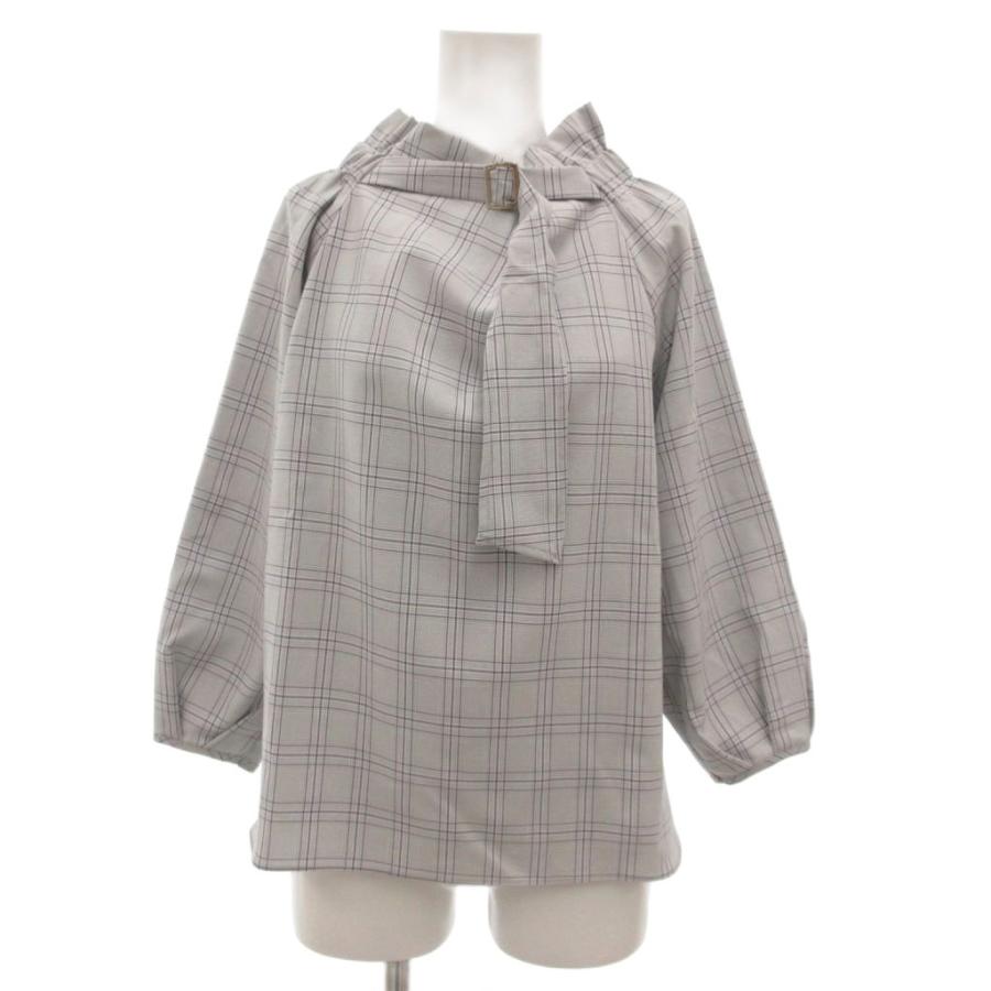 銀座マギー OnlyM GINZA MAGGY ブラウス チェックシャツ 七分袖 グレー