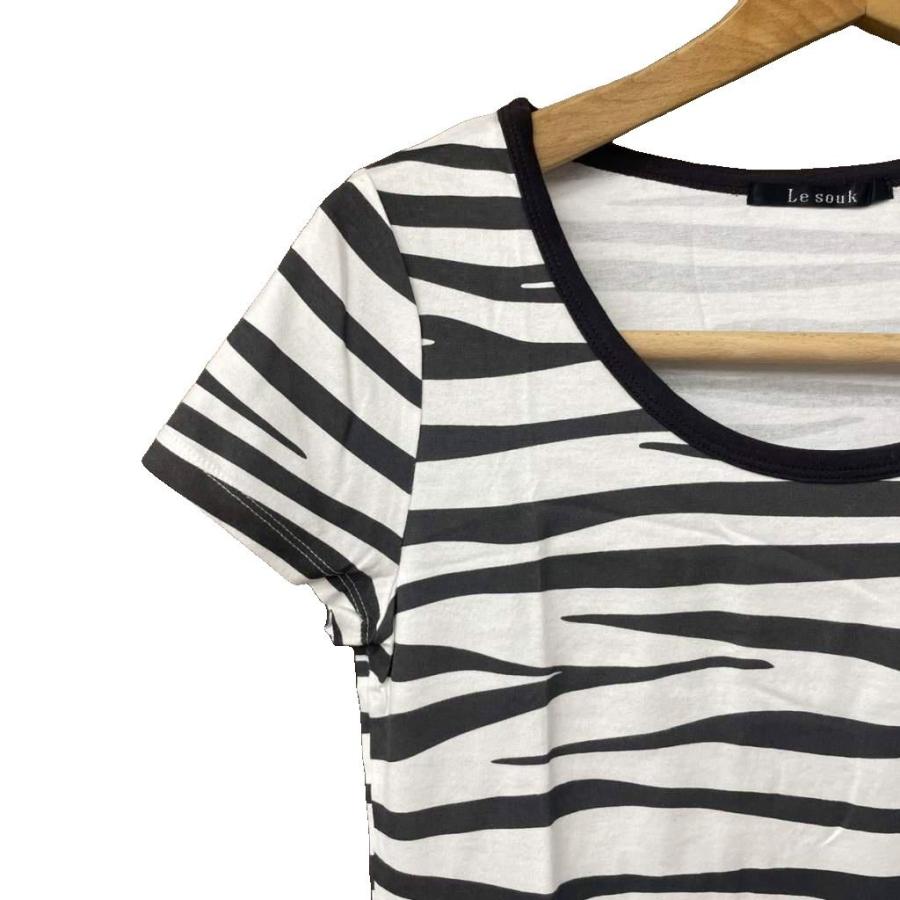ルスーク Le souk 美品 ゼブラ柄 Tシャツ カットソー チュニック 半袖 