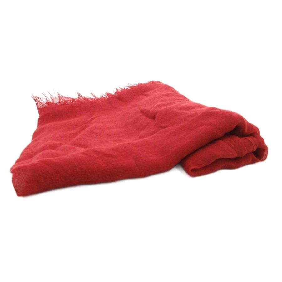 ウール製赤い フリンジ付き パキスタン産　 サイズ　75×46cm TAKEO KIKUCHI（タケオキクチ） マフラー ストール フリンジ シルク混