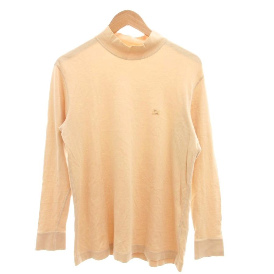 パパス Papas Tシャツ カットソー 長袖 モックネック M ベージュ /JS 