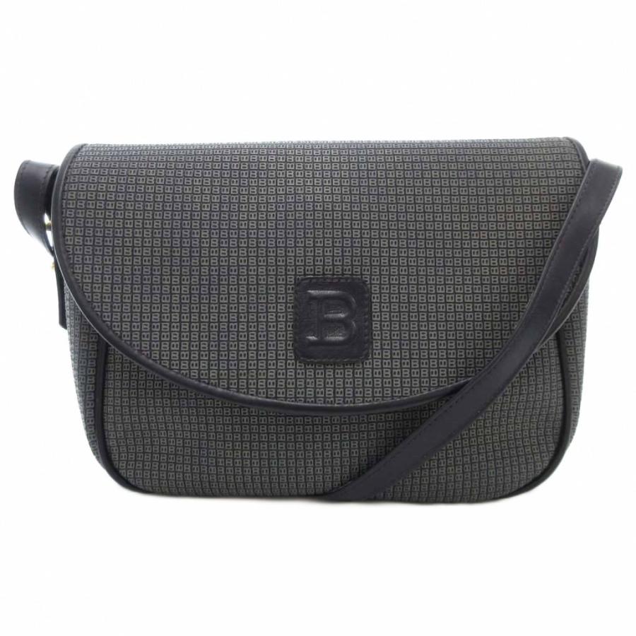 Bally（バリー） ショルダーバッグ Bロゴ フラップ 総柄 ミニ 紺 