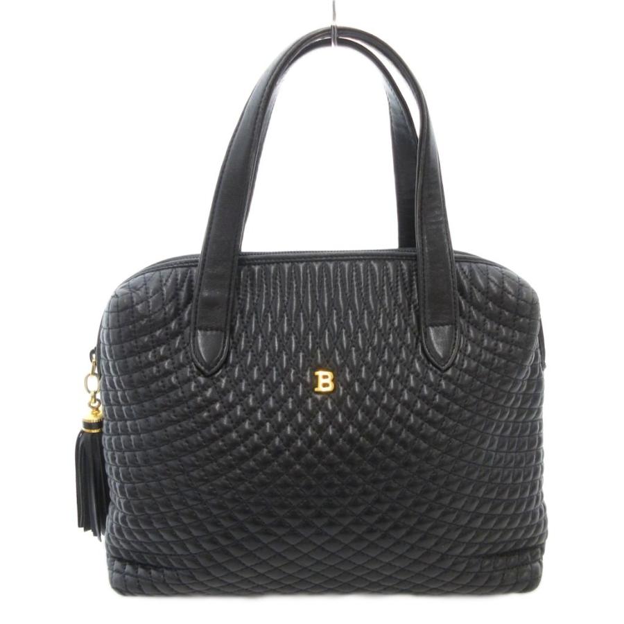 Bally（バリー） ハンドバッグ ロゴ タッセル キルティング レザー 黒