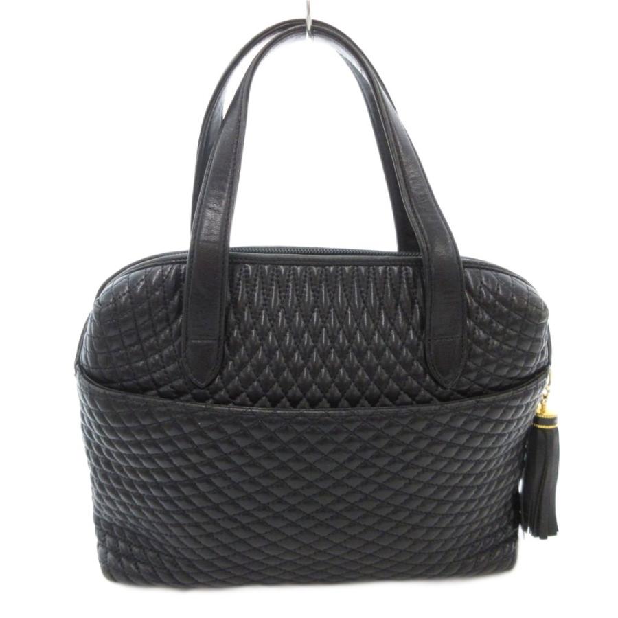 【中古】バリー BALLY ハンドバッグ ロゴ タッセル キルティング レザー 黒 ブラック /AE ■GY47 レディース Bally（バリー） ハンドバッグ ロゴ タッセル キルティング レザー 黒