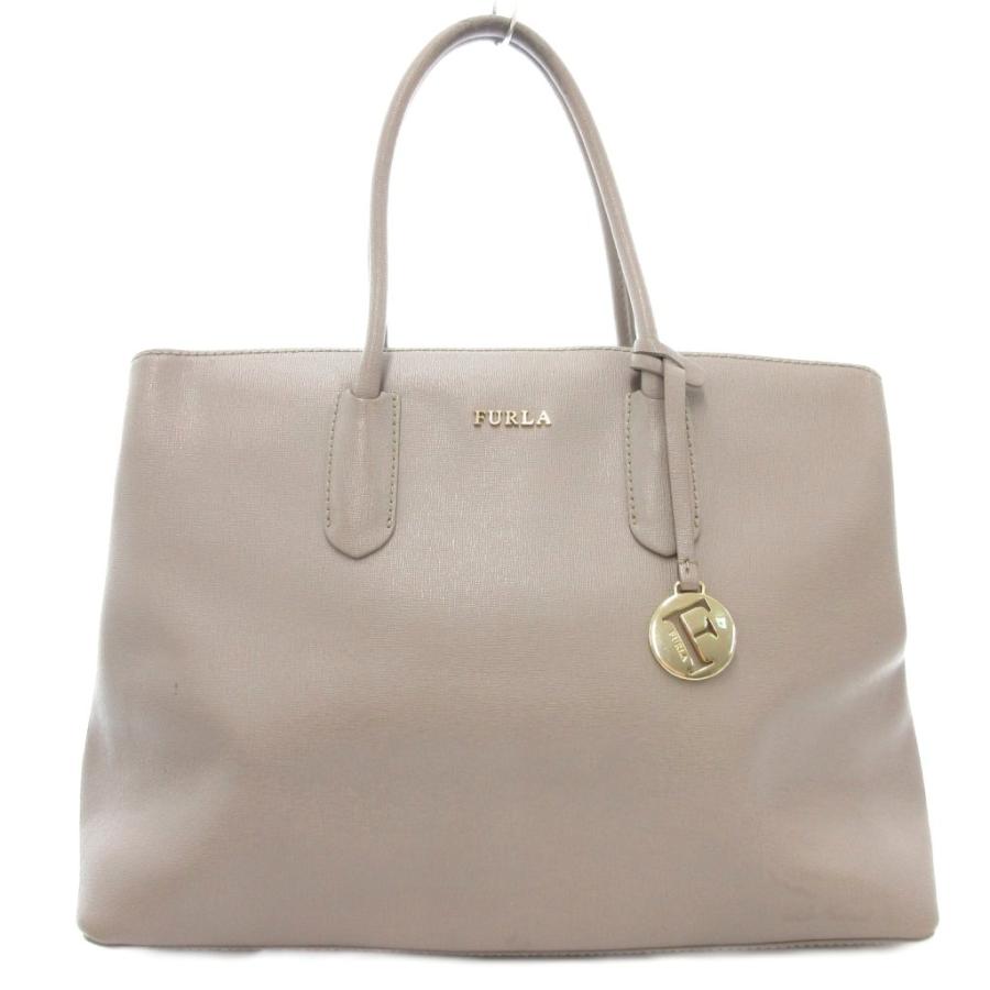 FURLA（フルラ） トートバッグ ロゴ チャーム付 レザー 本革 グレー 