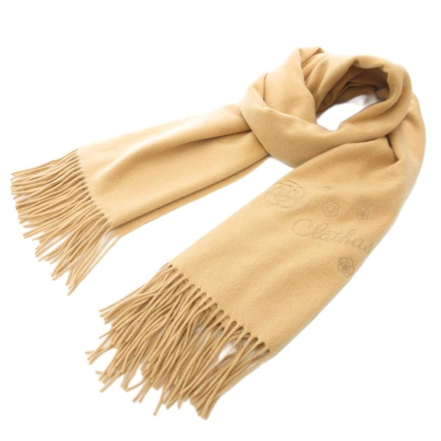 クレイサス CLATHAS マフラー ストール フリンジ ロゴ 刺繍 カシミヤ