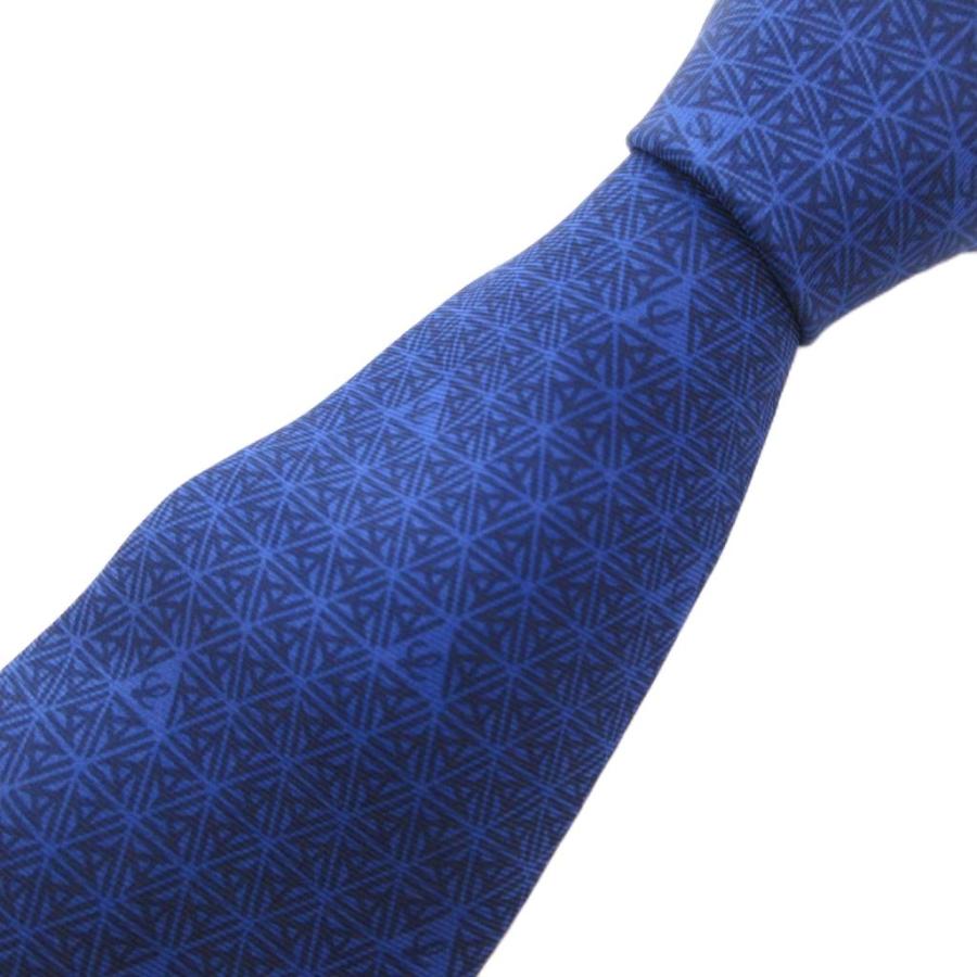 LOEWE（ロエベ） 美品 ネクタイ レギュラータイ 総柄 ロゴ シルク 青