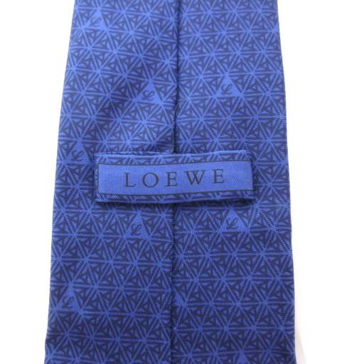LOEWE（ロエベ） 美品 ネクタイ レギュラータイ 総柄 ロゴ シルク 青