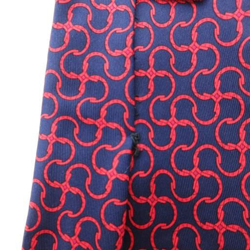 HERMES（エルメス） ネクタイ レギュラータイ 総柄 ロゴ シルク 紺