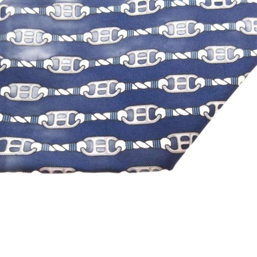【中古】エルメス HERMES 美品 ネクタイ ワイドタイ 総柄 ロゴ シルク 紺 ネイビー /AE ■GY47 メンズ HERMES（エルメス） 美品 ネクタイ ワイドタイ 総柄 ロゴ シルク 紺