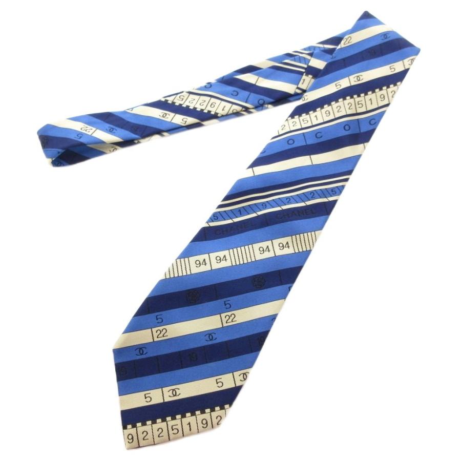 CHANEL（シャネル） ネクタイ レギュラータイ ボーダー ロゴ 数字 総柄