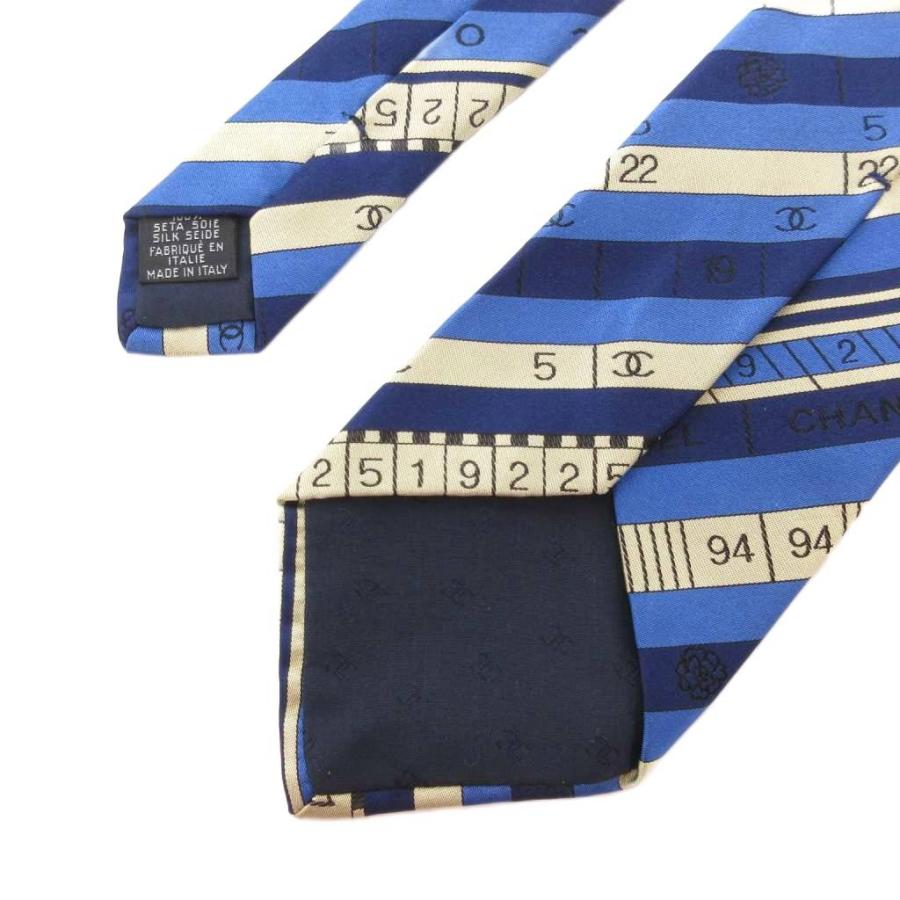 CHANEL（シャネル） ネクタイ レギュラータイ ボーダー ロゴ 数字 総柄