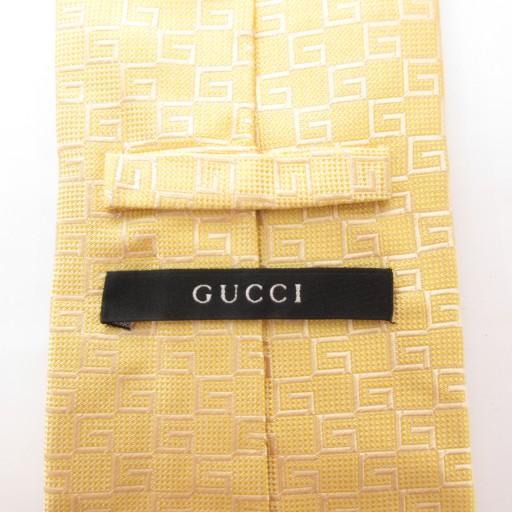 【中古】グッチ GUCCI ネクタイ レギュラータイ G柄 総柄 シルク 黄 イエロー /AE ■GY47 メンズ GUCCI（グッチ） ネクタイ レギュラータイ G柄 総柄 シルク 黄