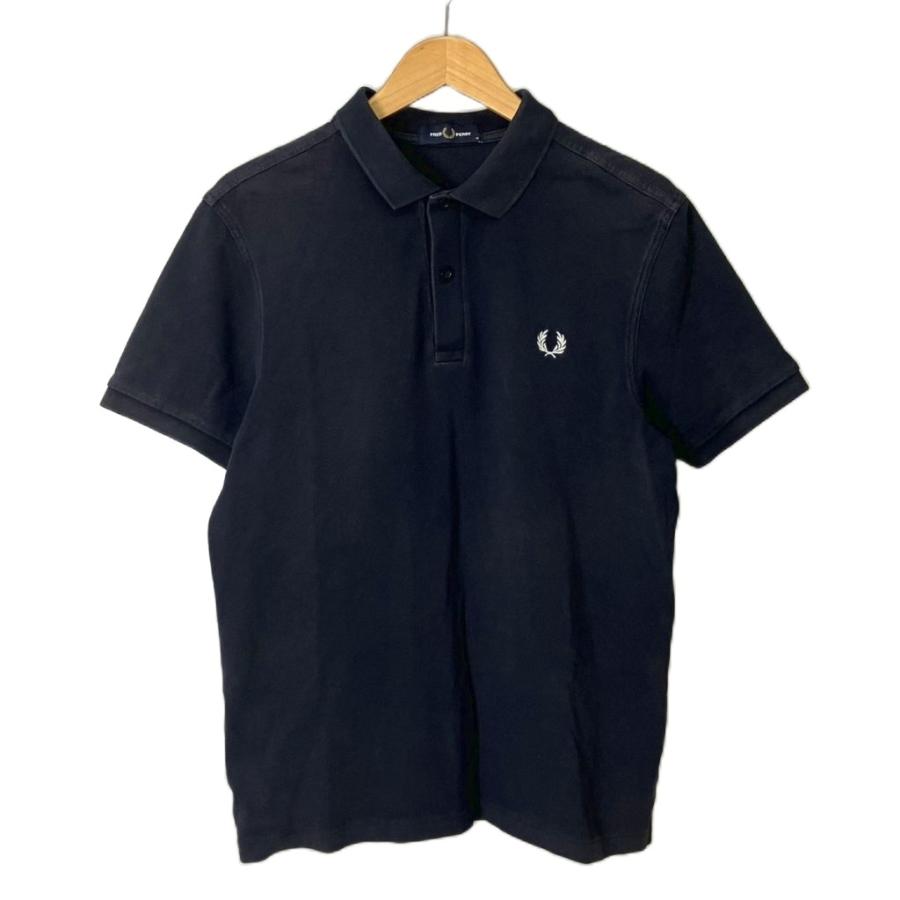 FRED PERRY ポロシャツ ネイビー ロゴ刺繍 M FRED PERRY（フレッドペリー） ロゴ刺繍 ポロシャツ コットン M 紺
